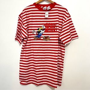Vintage Disney Oversized Mickey Mouse Stripped Tee “Work Work Work” NWT